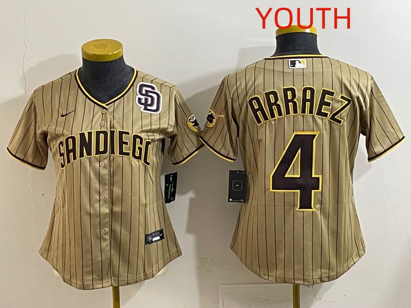 Youth San Diego Padres #4 Arraez Brown Stripe Game 2025 Nike MLB Jersey style 6->toronto blue jays->MLB Jersey